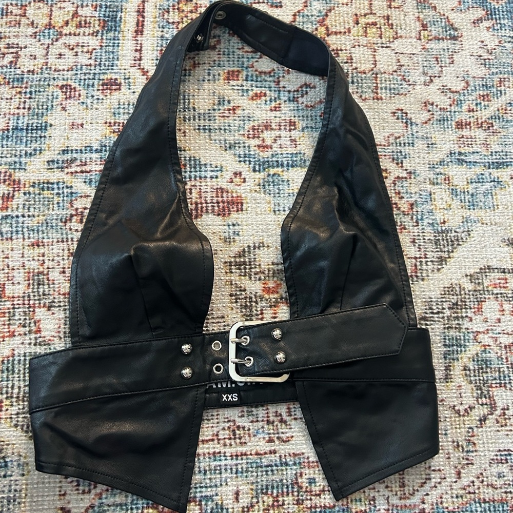 I AM GIA leather top